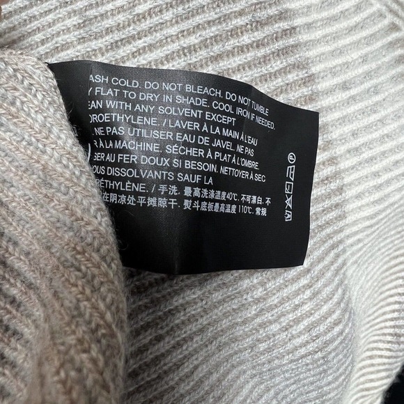 Theory Cashmere Crewneck Ribbed Striped Sweater Size S Gray Tan Cream - Picture 10 of 11